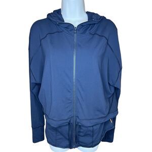 Lucy Zip Front Black Hooded Jacket Size Large